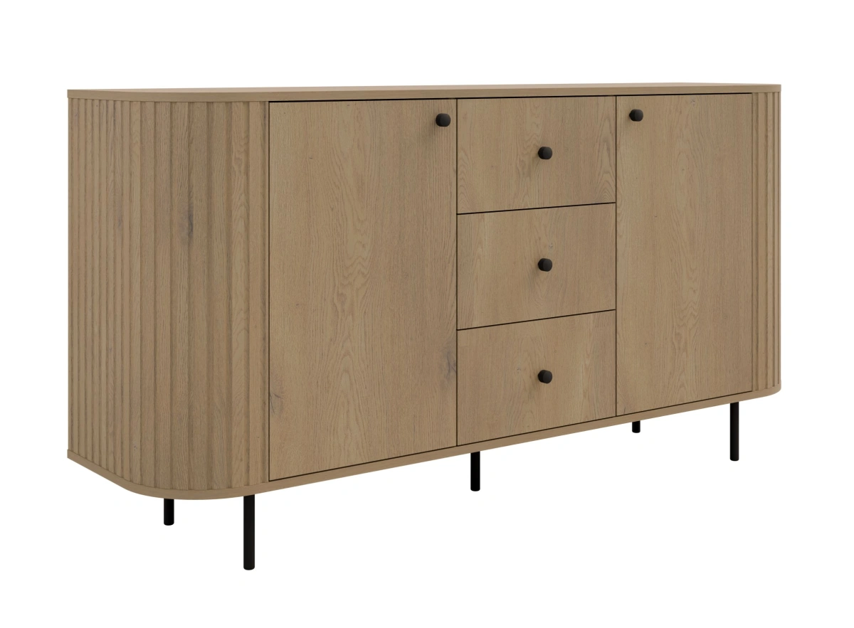 Kumode 2F 3S ar atvilktnēm 823 Ovāls kremonas ozols