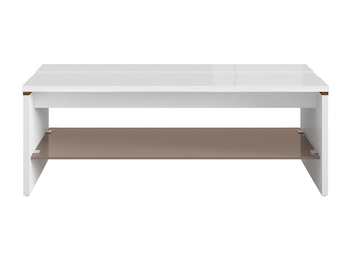 AZTECA TRIO kafijas galdiņš ar plauktu, 110 cm, spīdīgi balts/balts — изображение 2