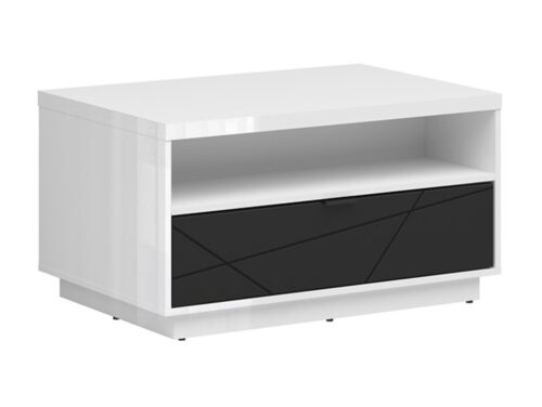 FORN kafijas galdiņš ar atvilktni, 60 cm, spīdīgi balts/matēti melns