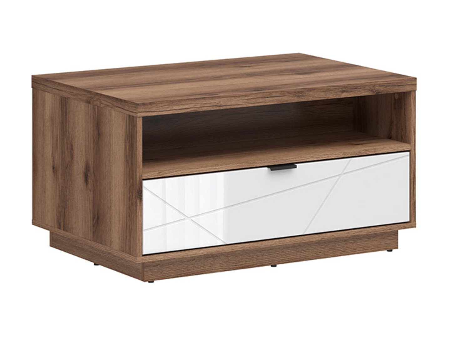 FORN kafijas galdiņš ar atvilktni 60 cm, Delano ozols tumšs/spīdīgi balts
