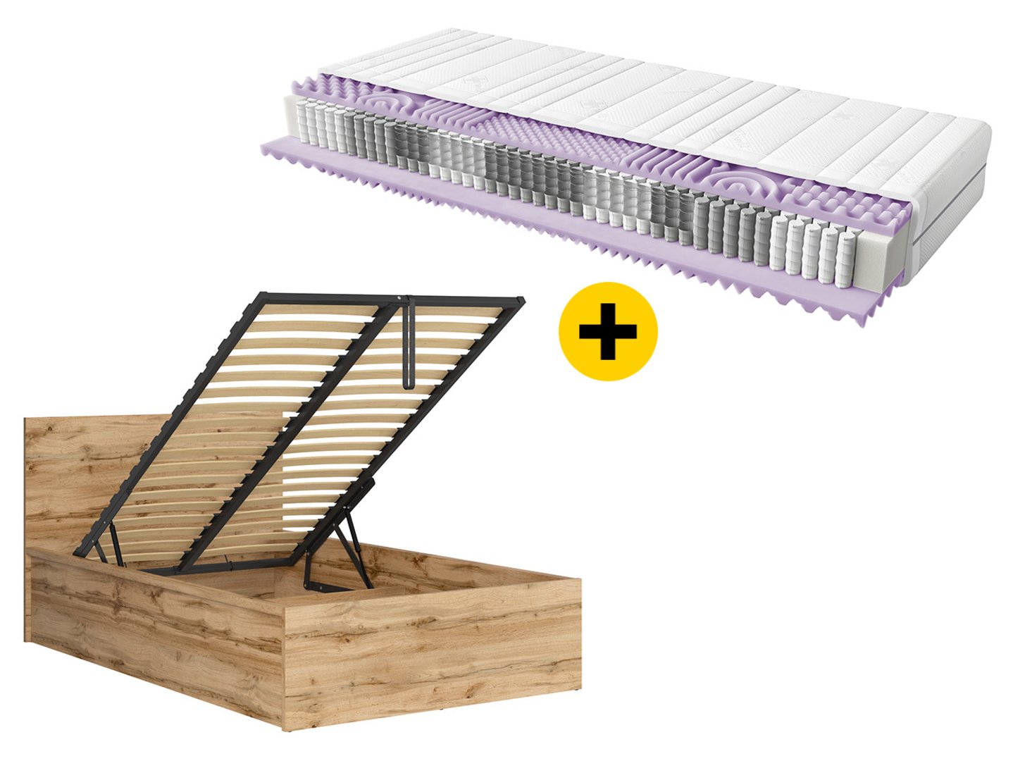 Gulta 120 B ar rāmi un matraci MIMAS MULTI SILVER TETRIX 129 cm Wotan ozols — 5 attēls