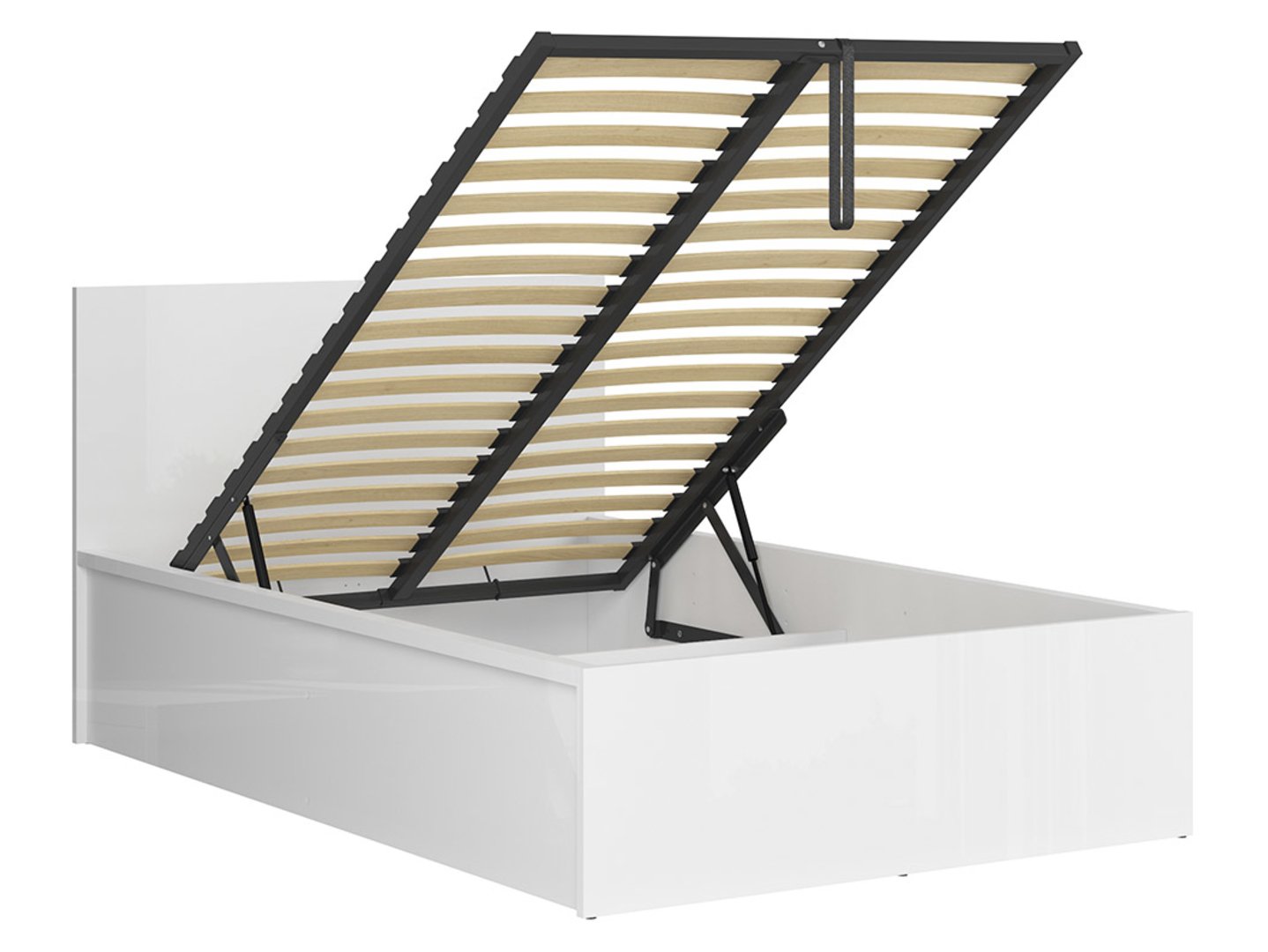 Gulta 120 B ar rāmi un matraci MIMAS MULTI SILVER TETRIX 129 cm balta spīdīga — изображение 3