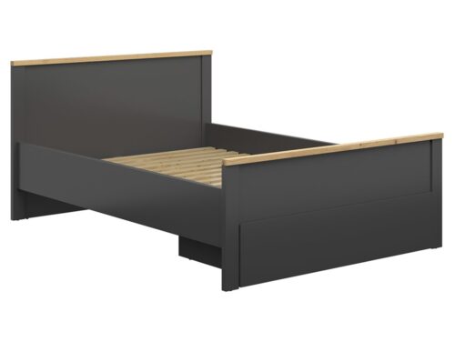 Gulta 140 ar atvilktni HESEN 150 cm grafīta krāsā/mākslinieciska ozola krāsā