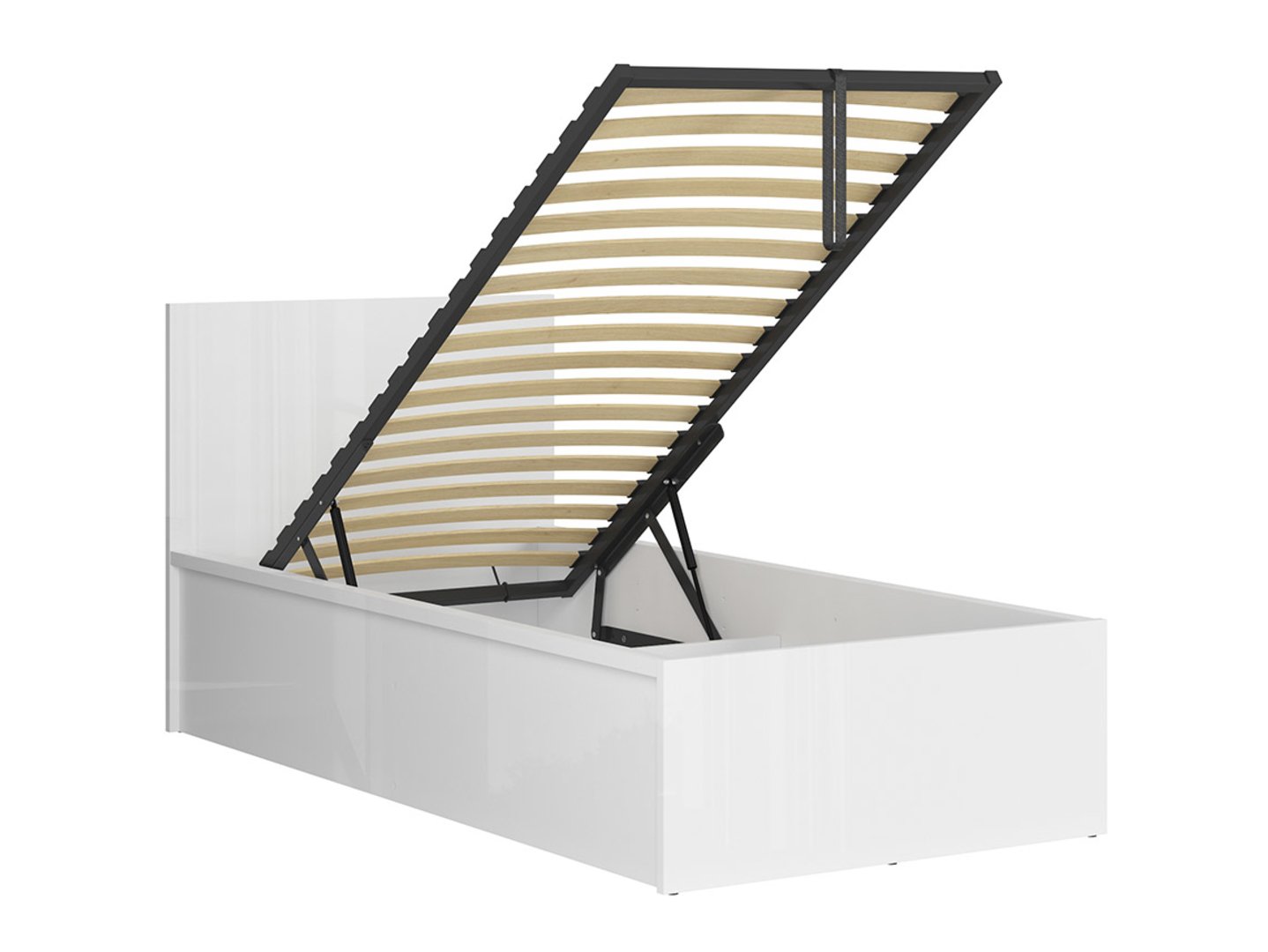 Gulta 90 B ar rāmi un matraci MIMAS MULTI SILVER TETRIX 99 cm balta spīdīga — 3 attēls