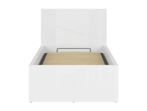 Gulta 90 B ar rāmi un matraci MIMAS MULTI SILVER TETRIX 99 cm balta spīdīga