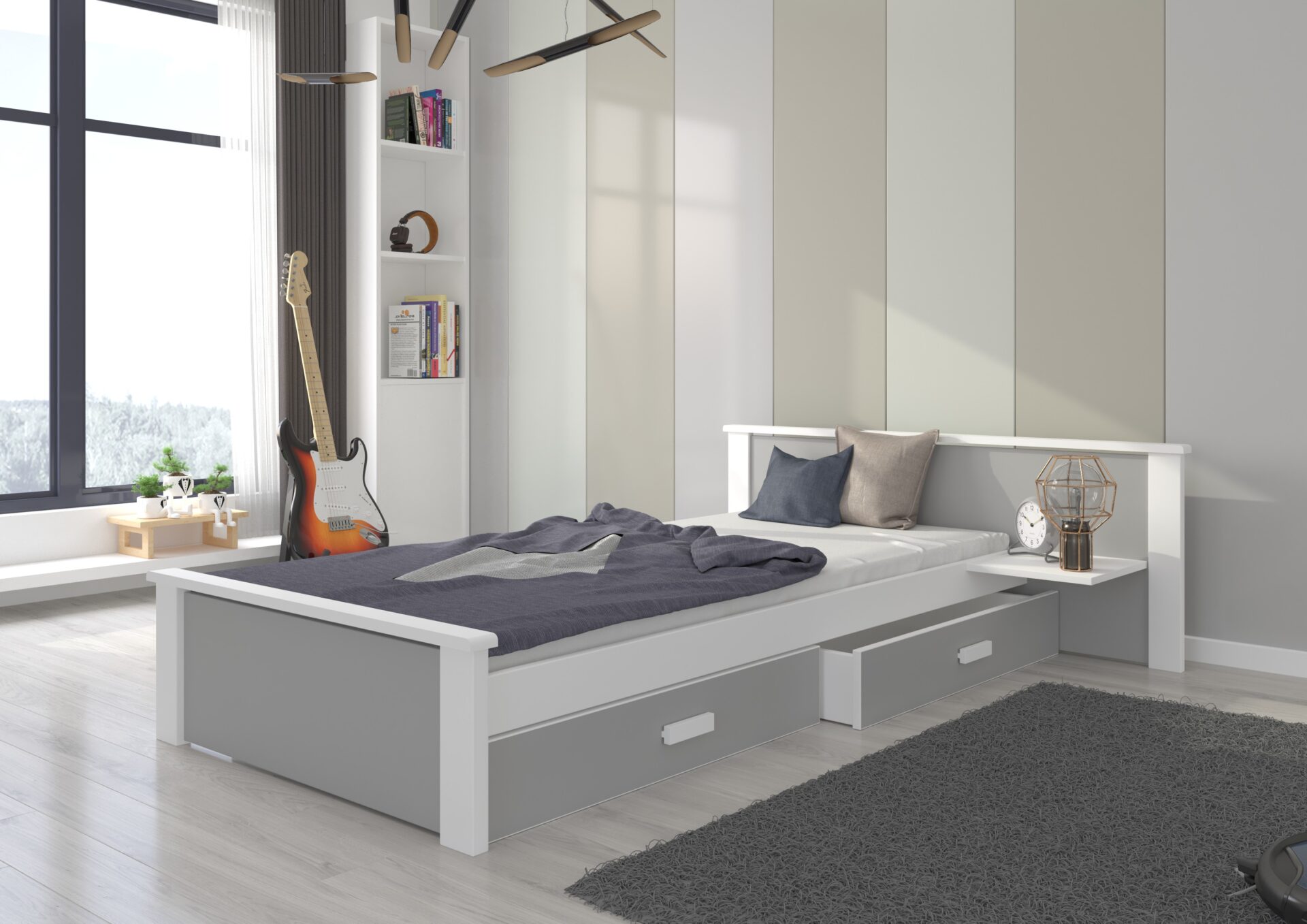 ALDEX PLAUKTS Gulta 180x80 Balta/Gaiši Pelēka ADRK — 2 attēls