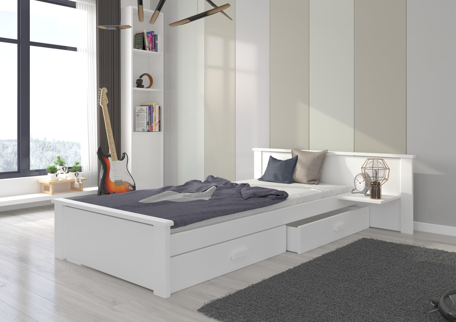 ALDEX plaukts Gulta 180x80 baltā krāsā ADRK — 2 attēls