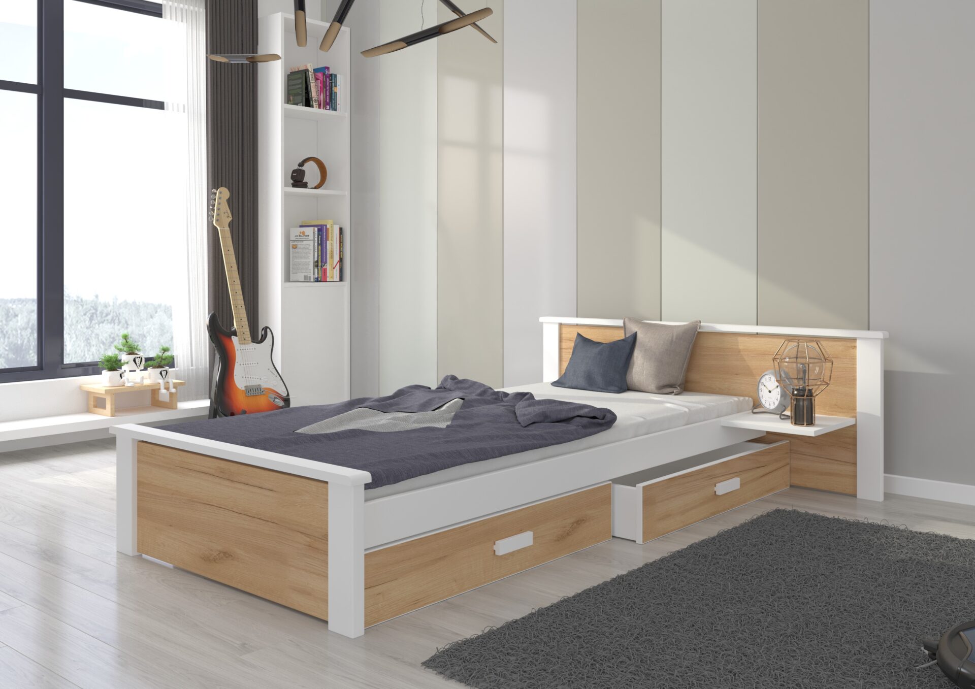 ALDEX PLAUKTS Gulta 200x90 Balta/Zeltaini Ozola ADRK — 2 attēls