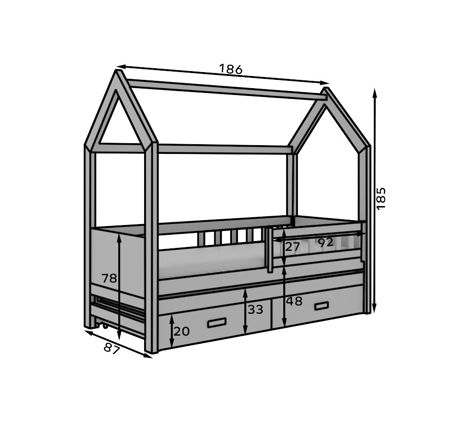 Gulta "Cottage", balta, Jasper / ADRK ozols — 4 attēls