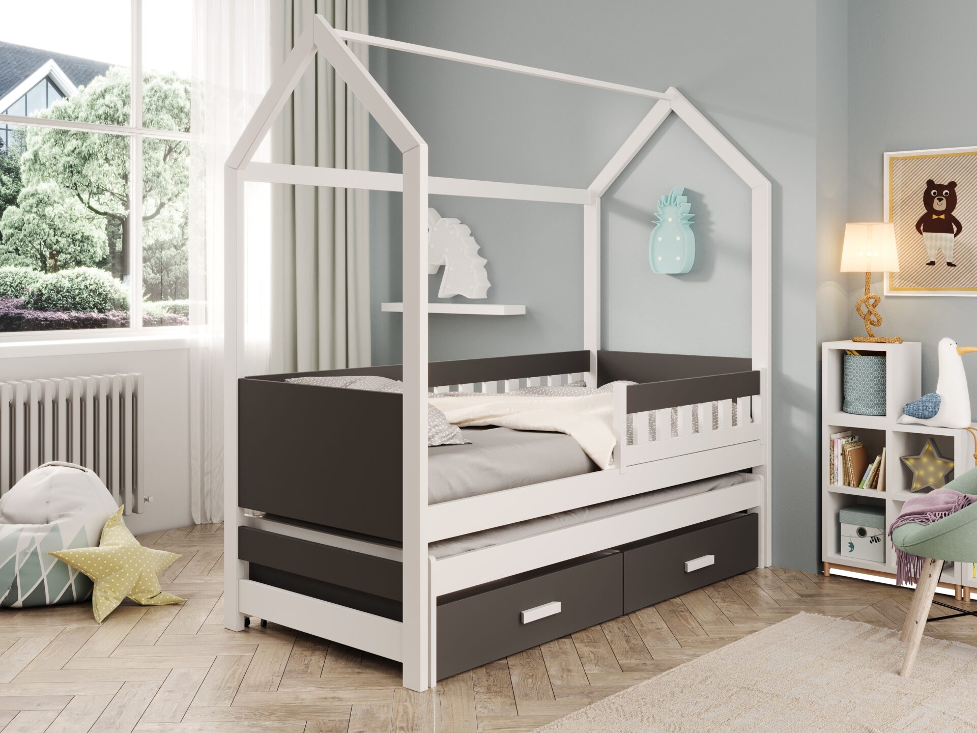 Jasper Cottage gulta ar matraci, balta/antracīta, ADRK — 2 attēls