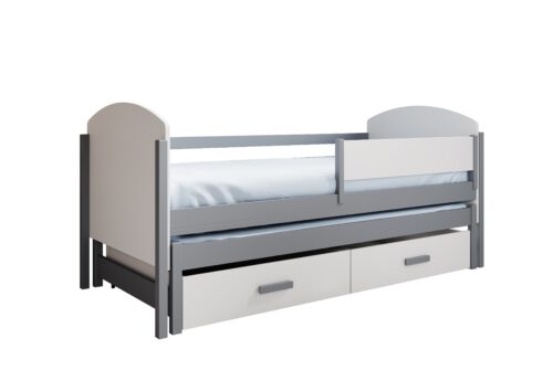 Olen 180×80 bērnu gulta 2 personām, balta/pelēka, ADRK