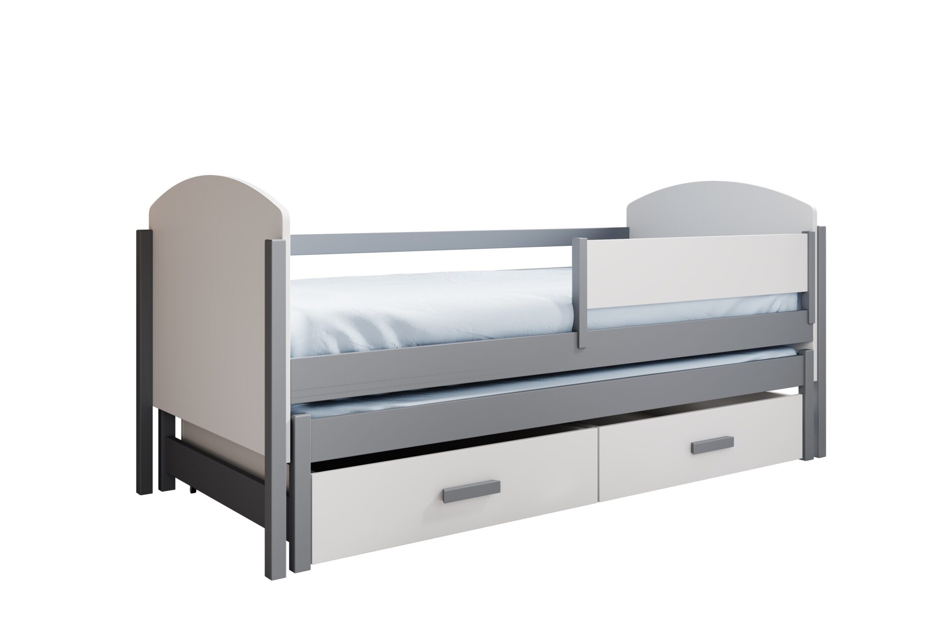 Olen 180x80 bērnu gulta 2 personām, balta/pelēka, ADRK