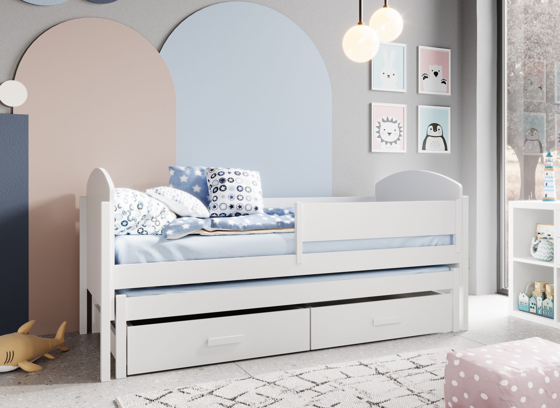 Olen 200x90 bērnu gulta diviem cilvēkiem, balta, ADRK — изображение 4