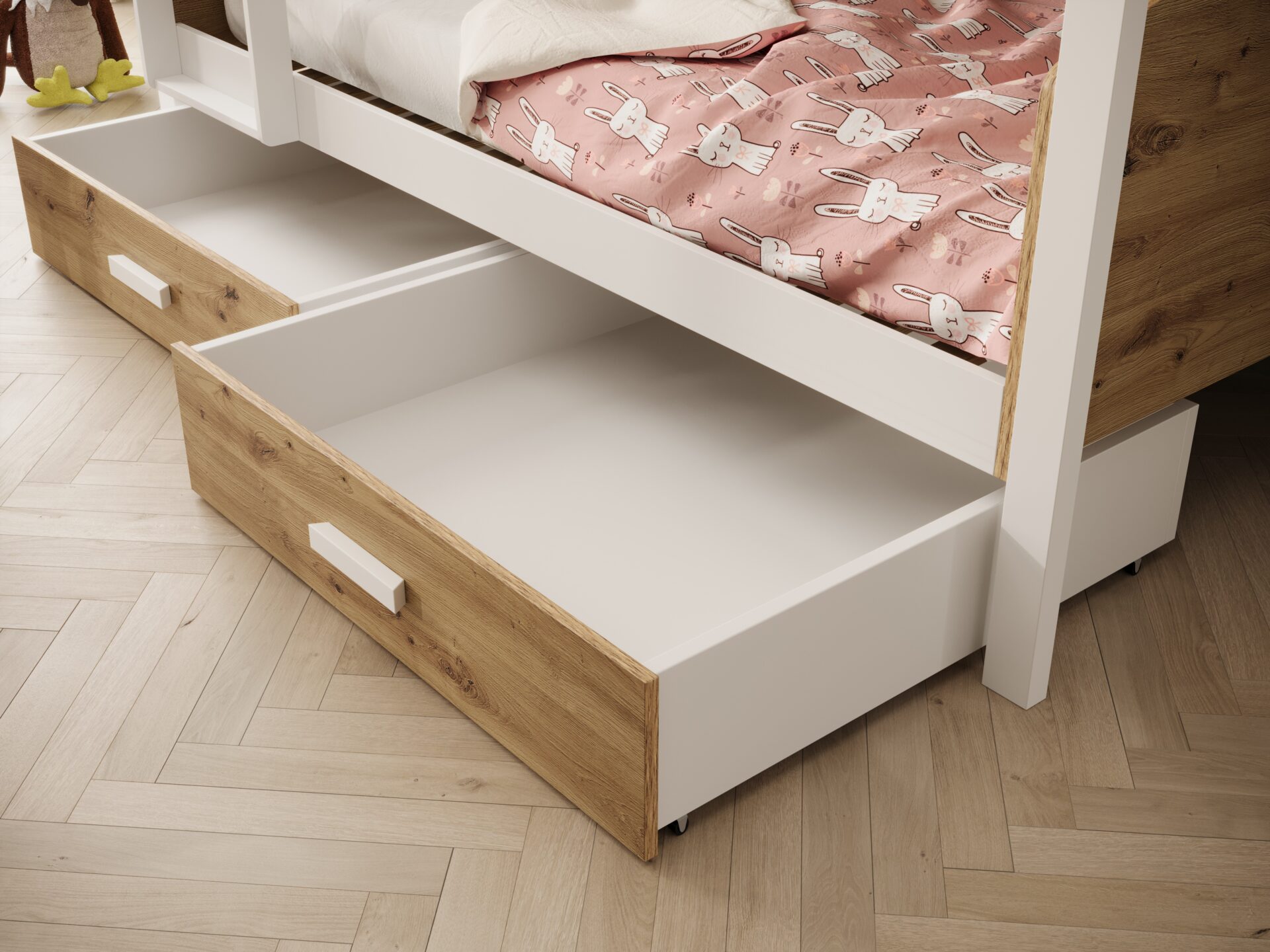 Jori bērnu divstāvu gulta 180x80 ar matraci, balta/Artisan, ADRK — изображение 3