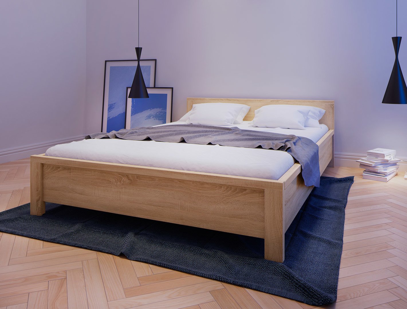 KASPIAN gulta 140 cm Sonoma ozols/Sonoma ozols — 3 attēls
