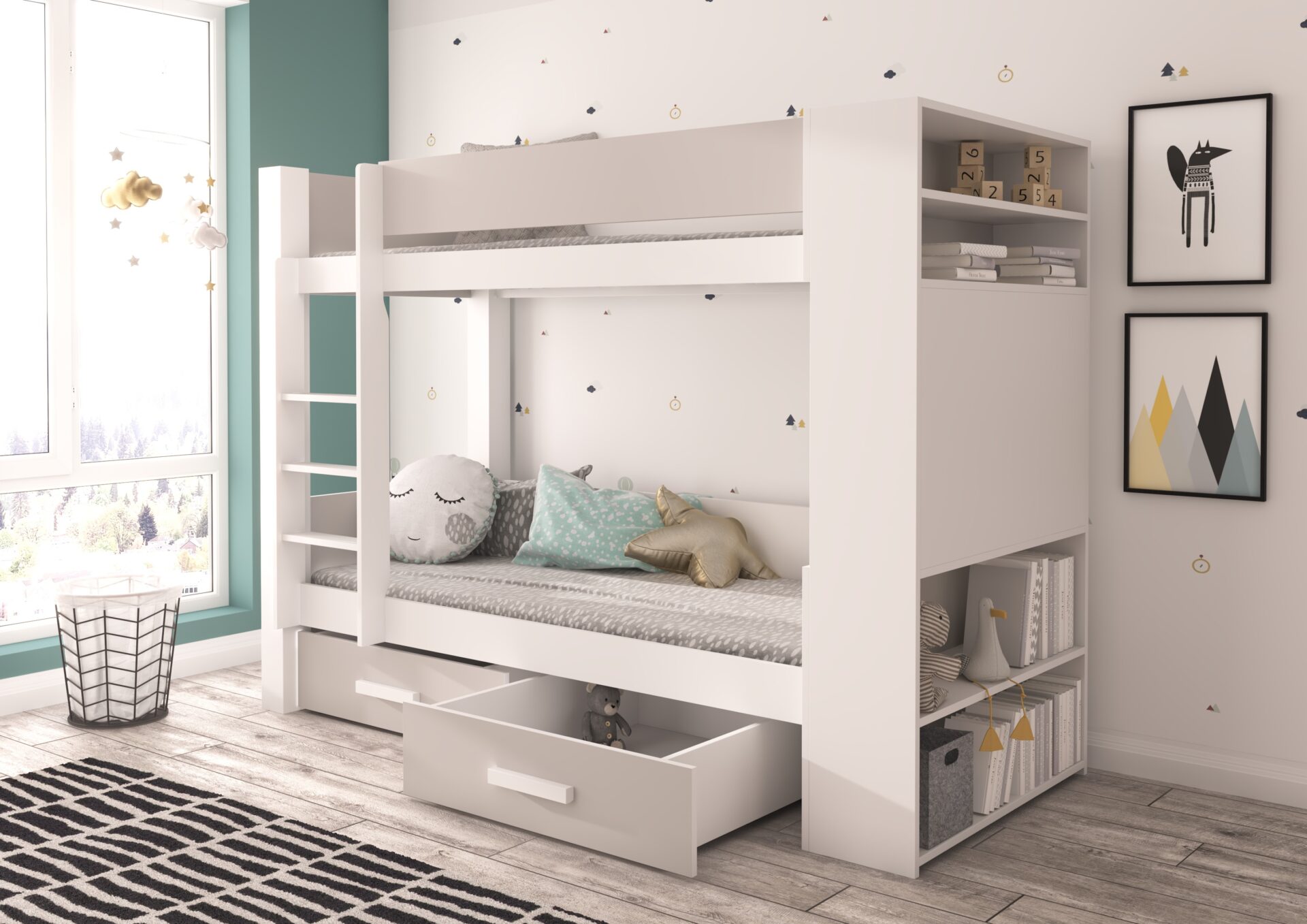 GARET divstāvu gulta 200x90 baltā/pelēkā ADRK — изображение 2