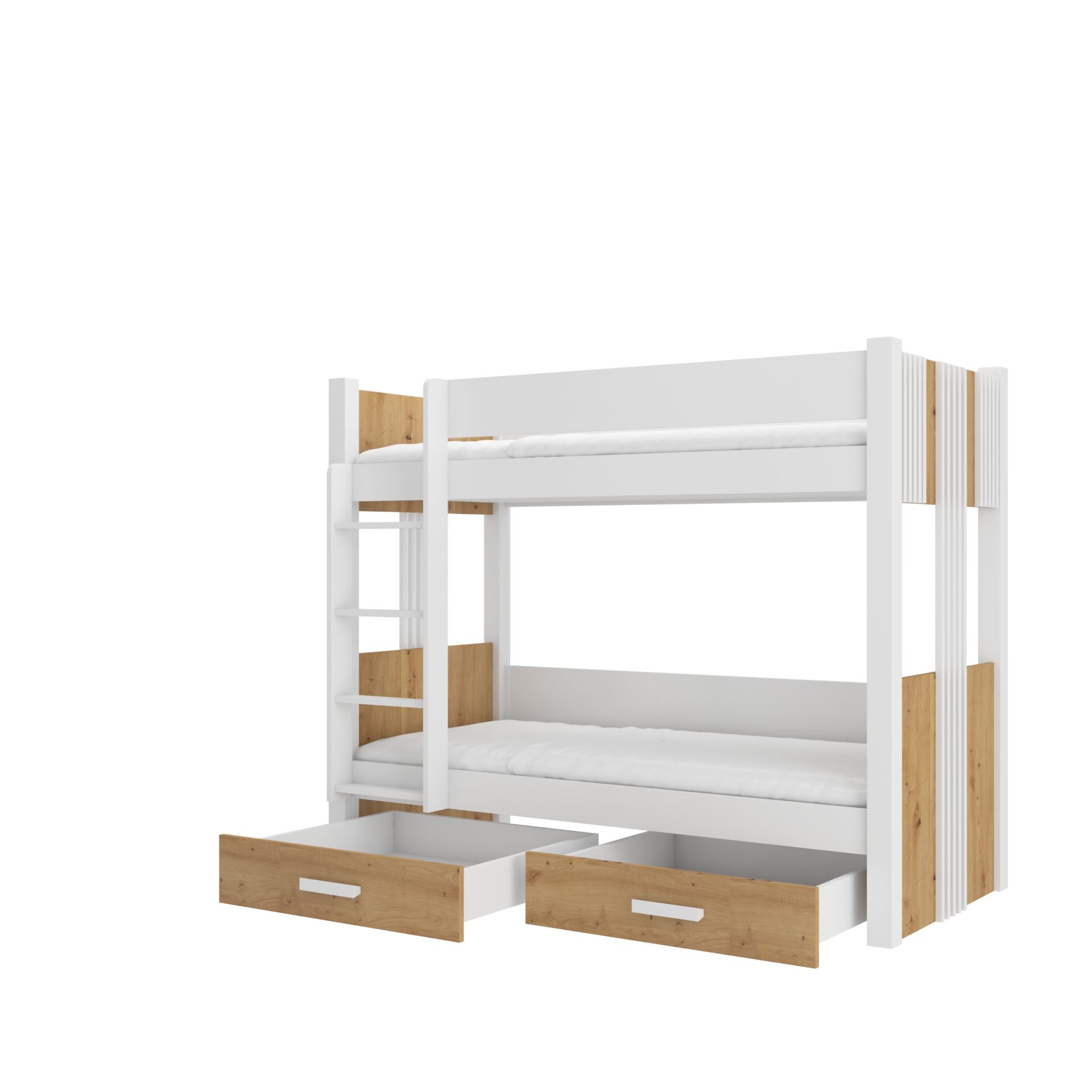 Divstāvu gulta ar ARTA matračiem 180x80 baltā krāsā/Artisan ADRK