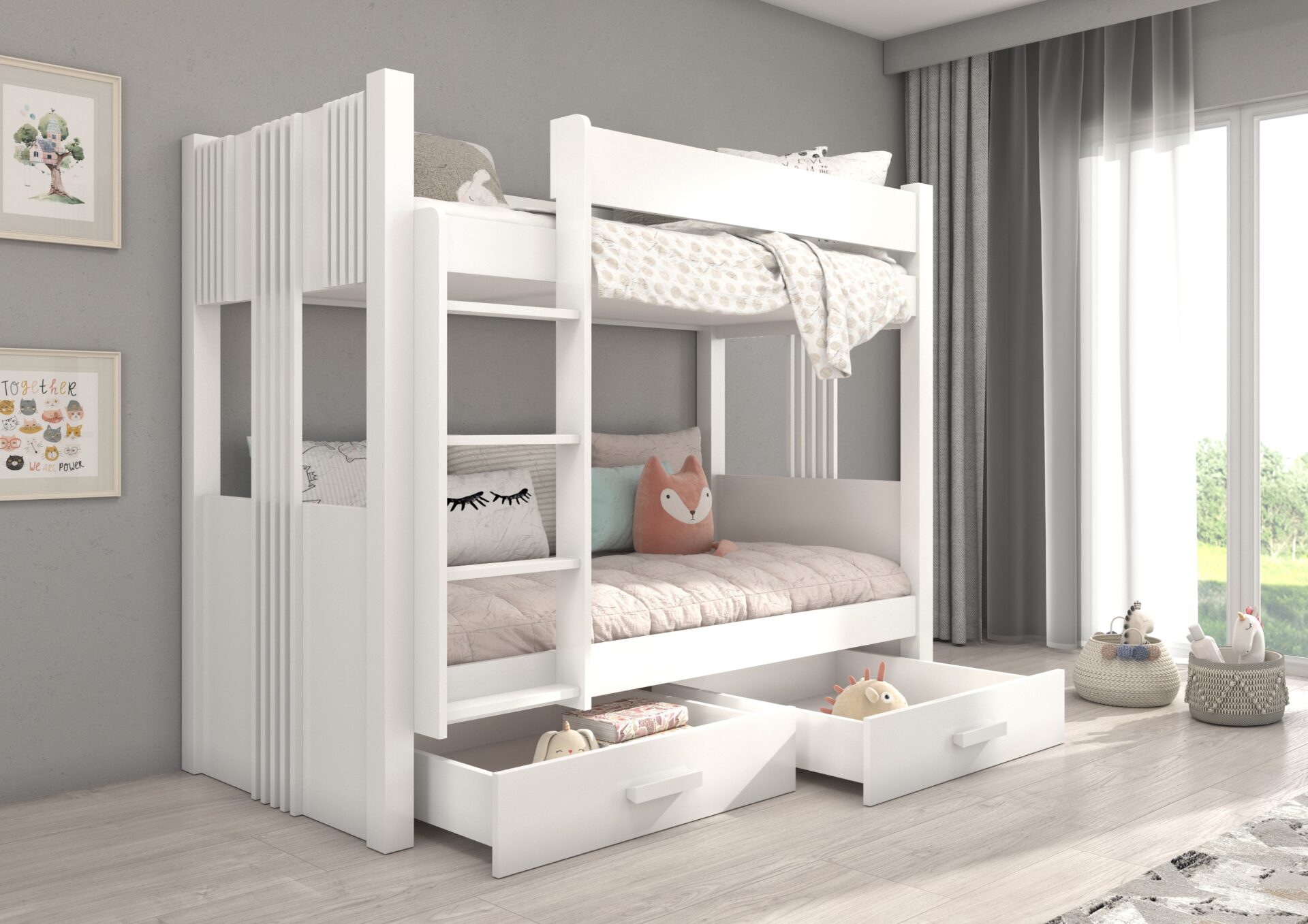 Divstāvu gulta ar ARTA matračiem 200x90, balta, ADRK — изображение 2