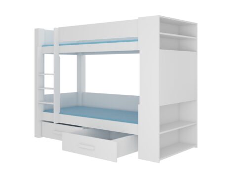 Divstāvu gulta ar GARET matračiem 180×80, balta, ADRK
