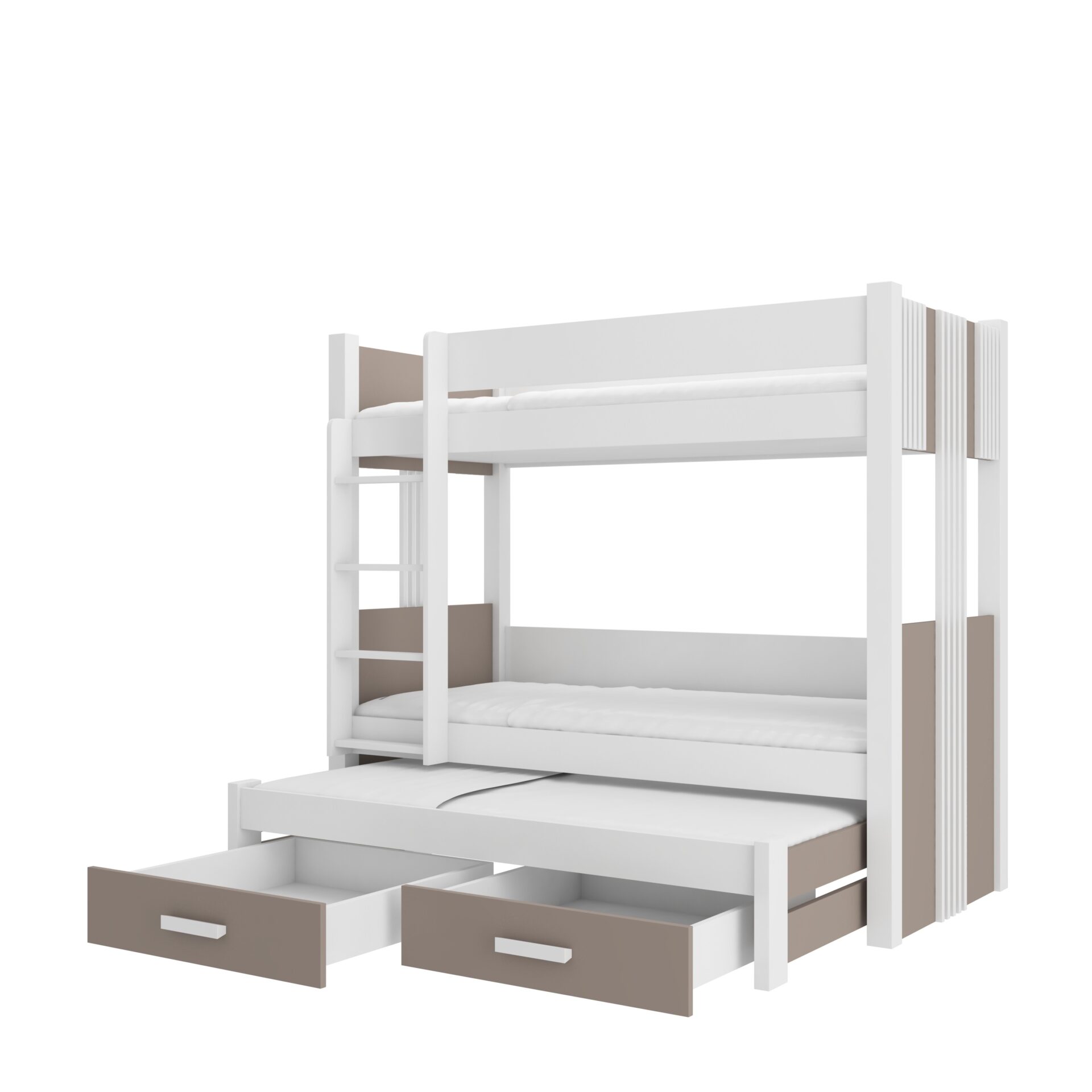 ARTEMA trīsstāvu gulta 200x90 baltā/trifeļu krāsā ADRK