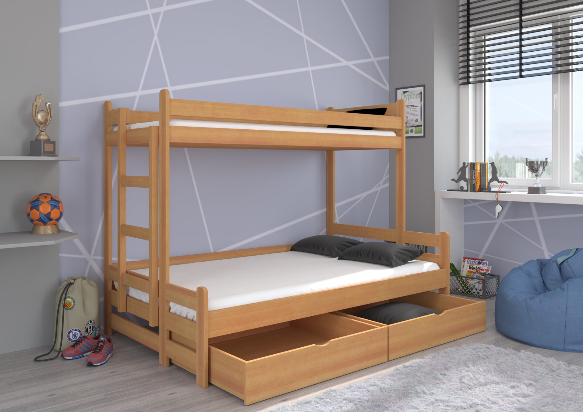 BENITO trīsvietīga gulta 200x80 dižskābardis ADRK — 2 attēls