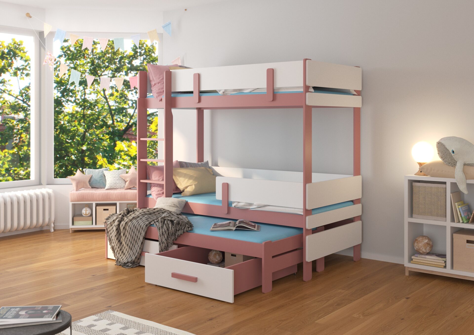 ETAPO trīsstāvu gulta 180x80 priede/balta ADRK — изображение 2