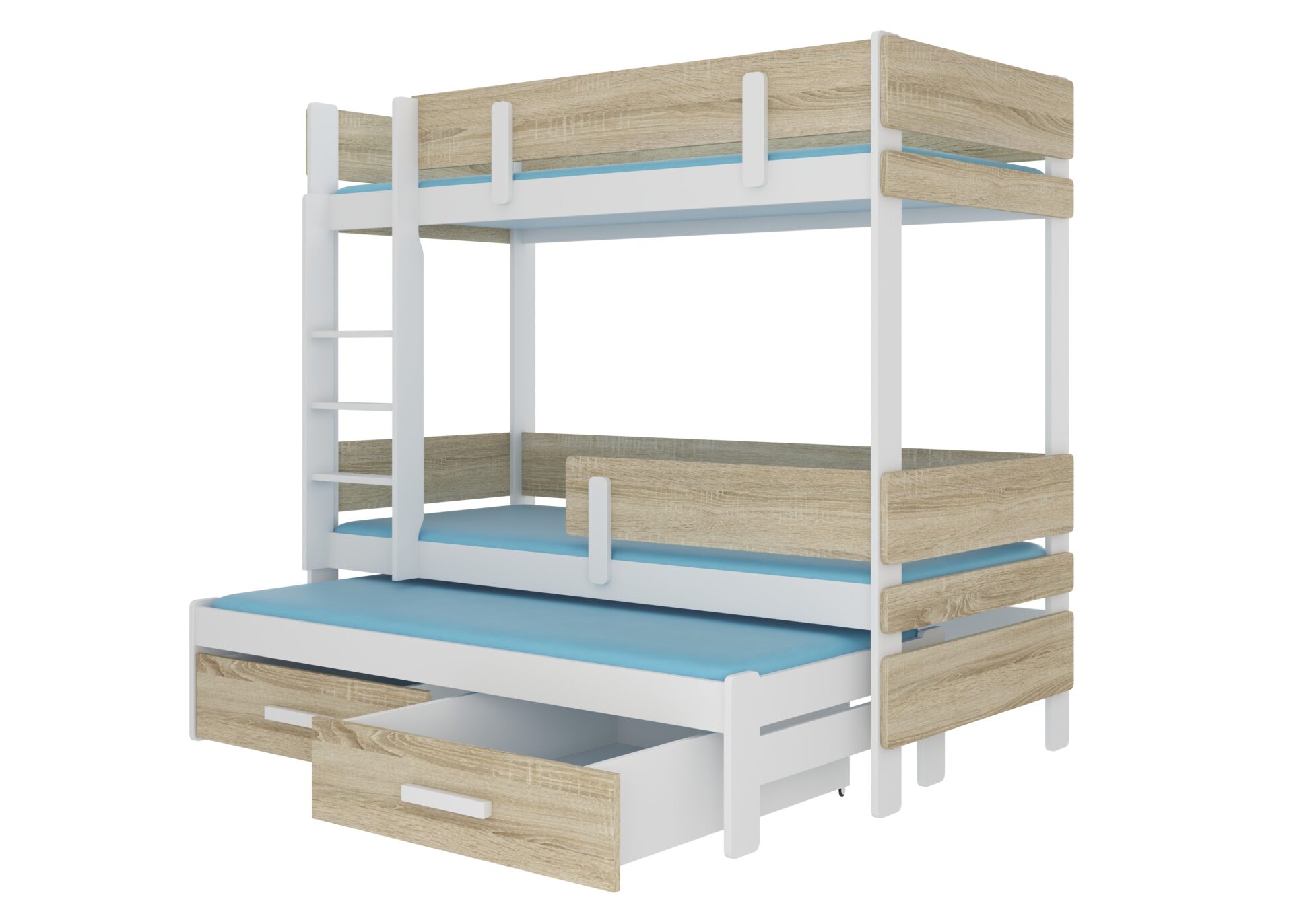 ETAPO trīsstāvu gulta 200x90 balta/Sonoma ADRK