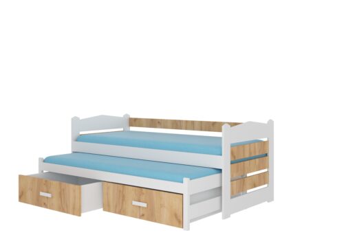 TIARRO divguļamā gulta 200×90 balta/zeltaina ozolkoka ADRK