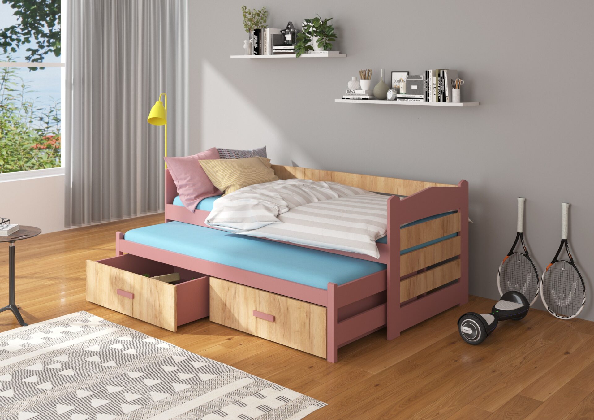 TIARRO Divguļamā gulta 200x90 Priede/Zeltainais ozols ADRK — изображение 3