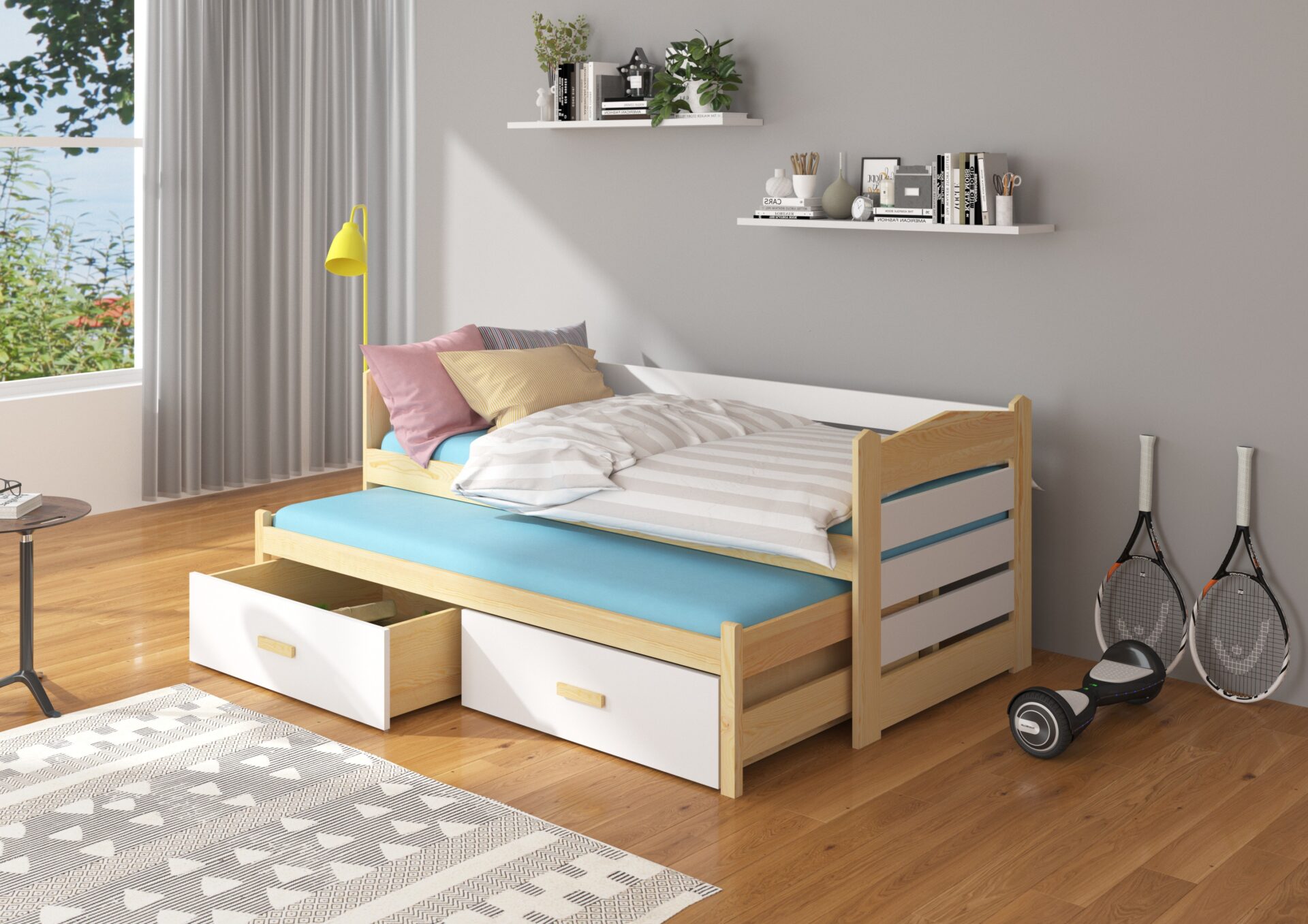 TIARRO Divguļamā gulta 200x90 Dabīga priede/balta ADRK — изображение 2