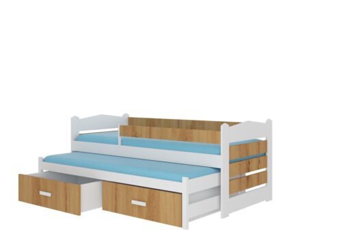 Divguļamā gulta ar karnīzi un matračiem TIARRO 180×80 balta/Artisan ADRK
