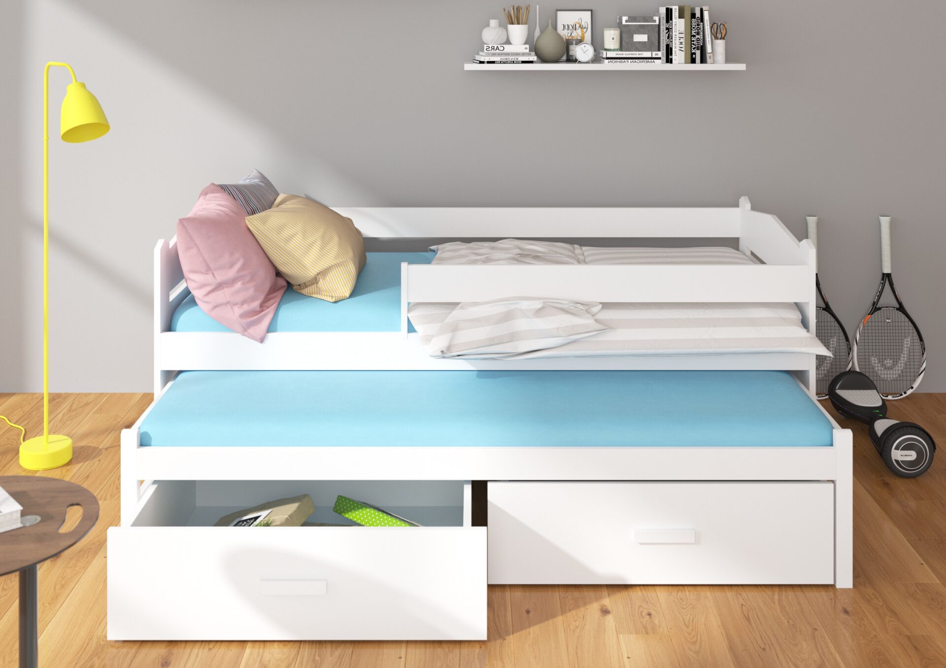 Divguļamā gulta ar karnīzi TIARRO 180x80 Ozols/balta ADRK