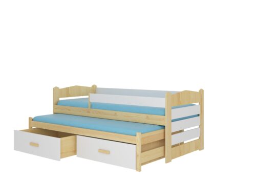 Divguļamā gulta ar karnīzi TIARRO 200×90 Dabīga priede/balta ADRK