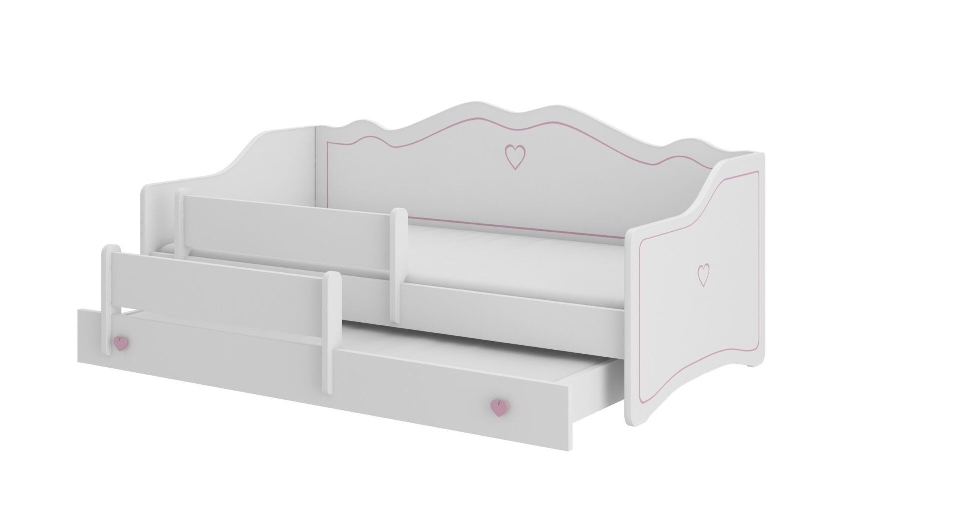 Divguļamā gulta ar matračiem EMKA II Pink 160x80 White/Priede ADRK