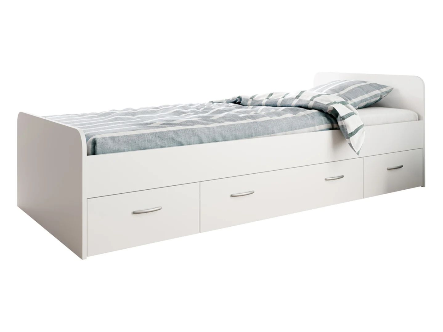 Gulta ar 3 atvilktnēm Boro 90x200 balta