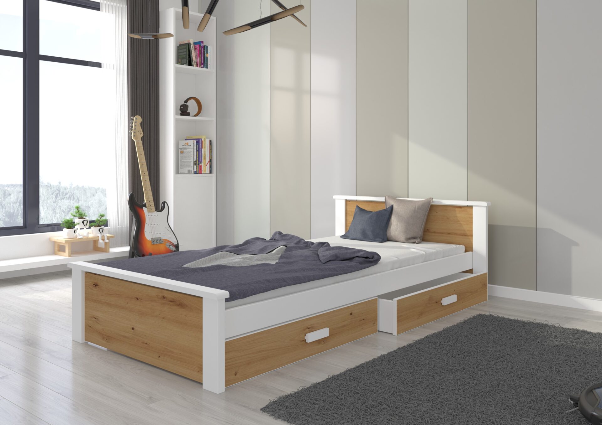 Gulta ar matraci ALDEX 180x80 balta/Artisan ADRK — изображение 2