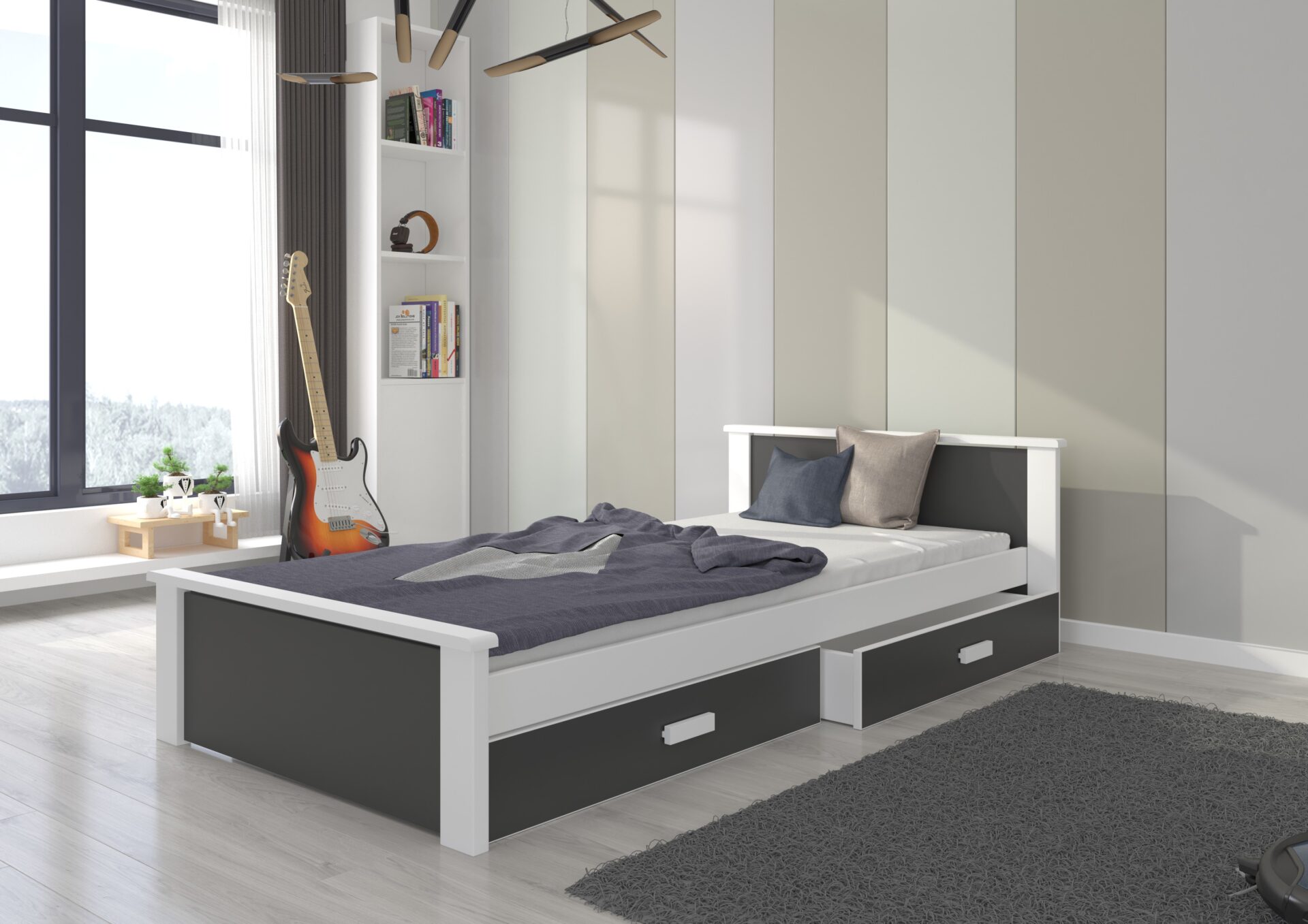 ALDEX 180x80 balta/zila ADRK gulta ar matraci — изображение 2