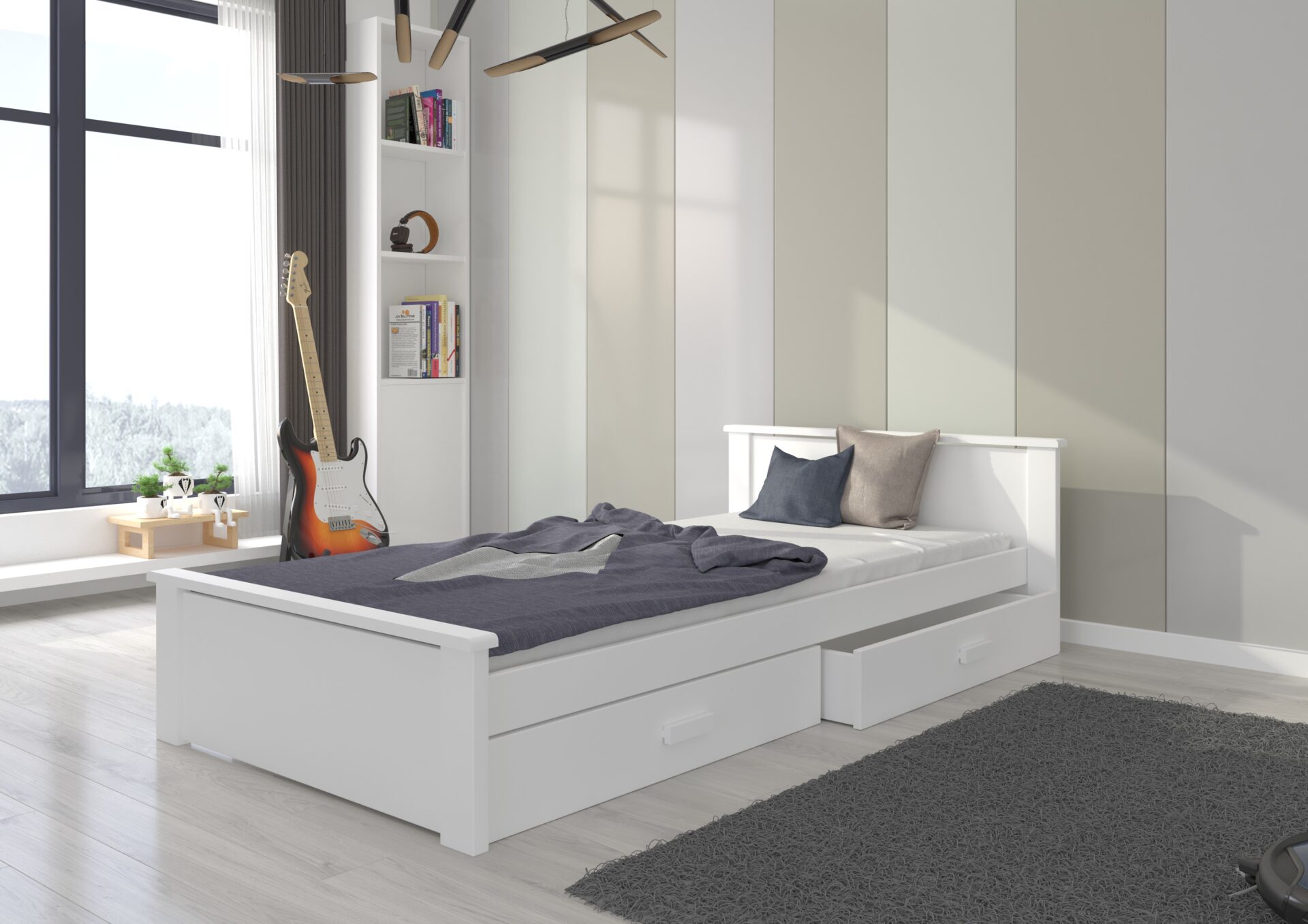 Gulta ar matraci ALDEX 200x90 balta ADRK — 2 attēls