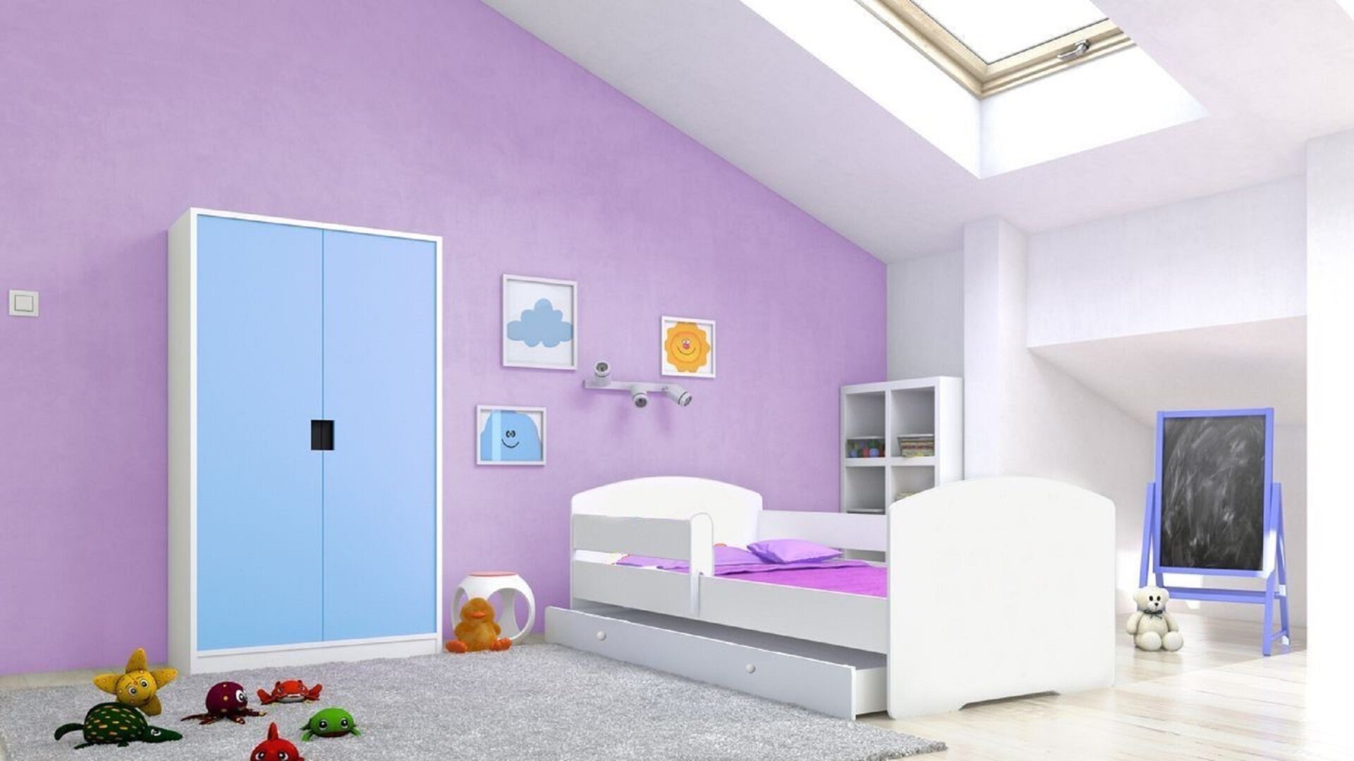 Gulta ar matraci, līstēm un atvilktni PEPE 140x70 balta ADRK — изображение 2