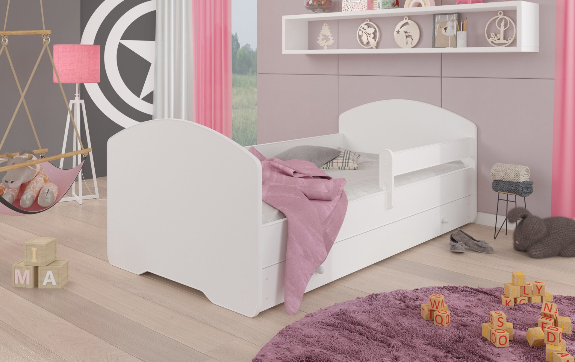 Gulta ar matraci, līstēm un atvilktni PEPE 140x70 balta ADRK — изображение 3