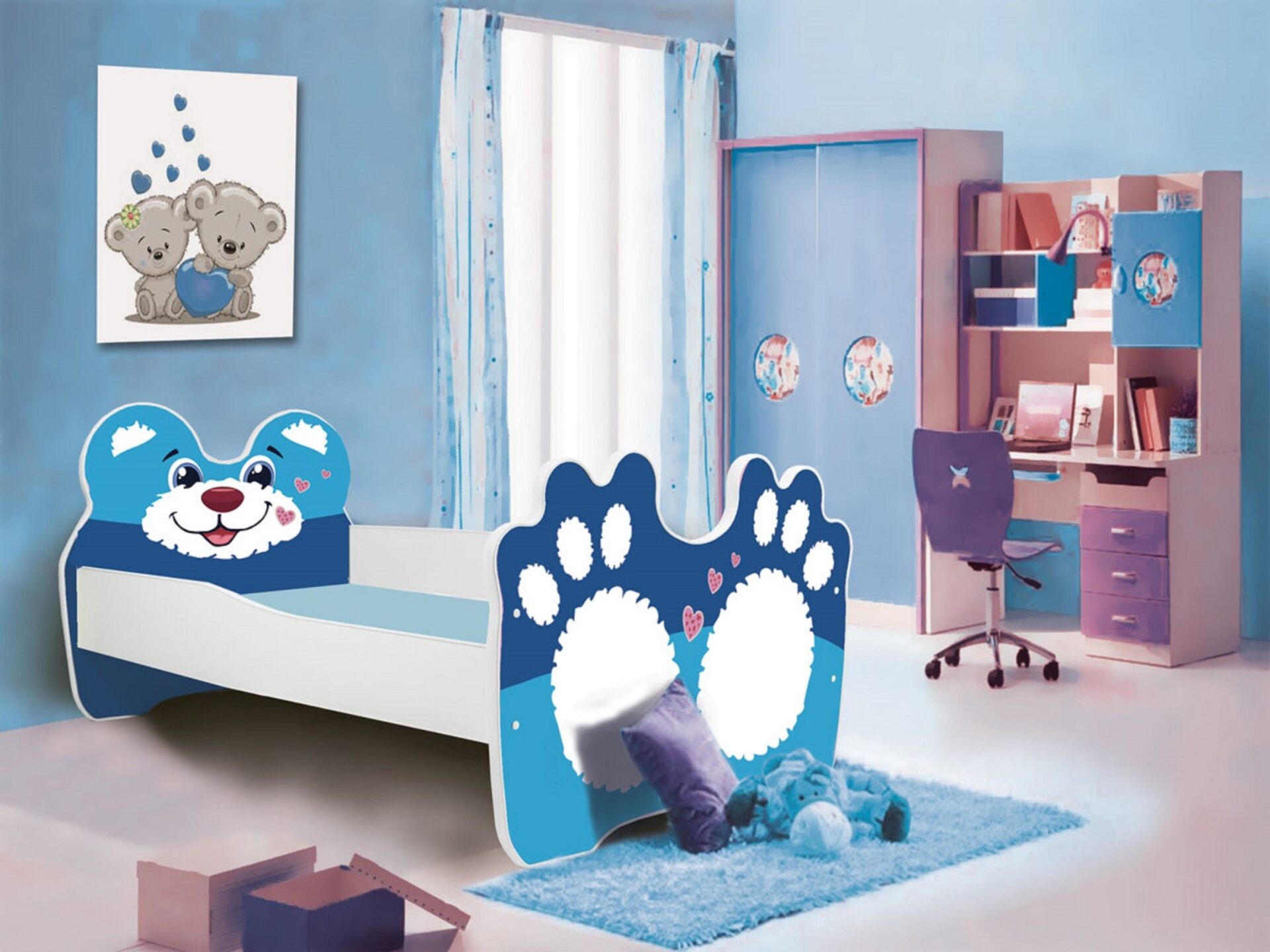Gulta ar matraci BEAR BLUE 140x70 Blue ADRK — 2 attēls