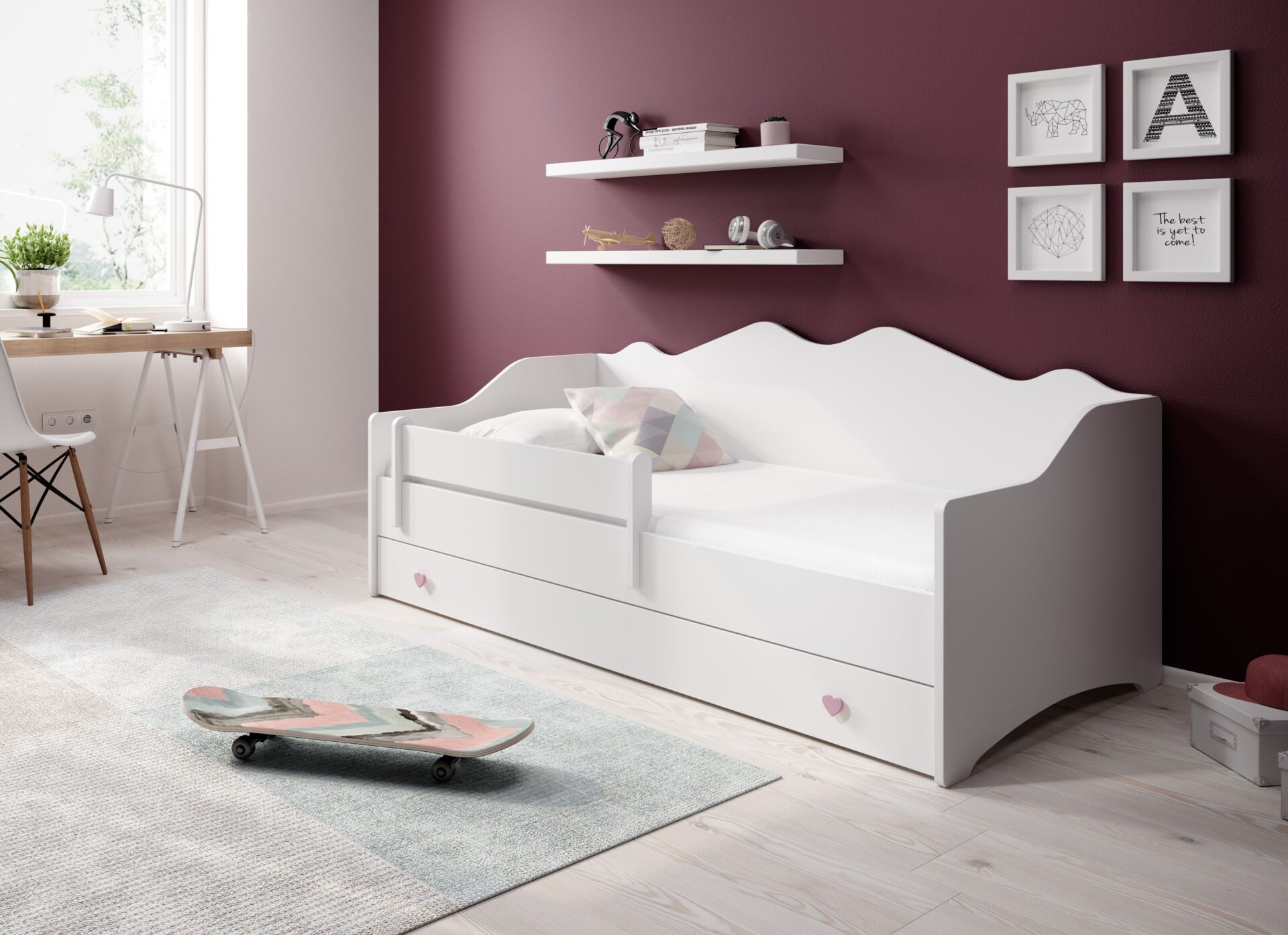 Gulta ar matraci EMKA Rozā, Balta 160x80 Balta ADRK — 2 attēls