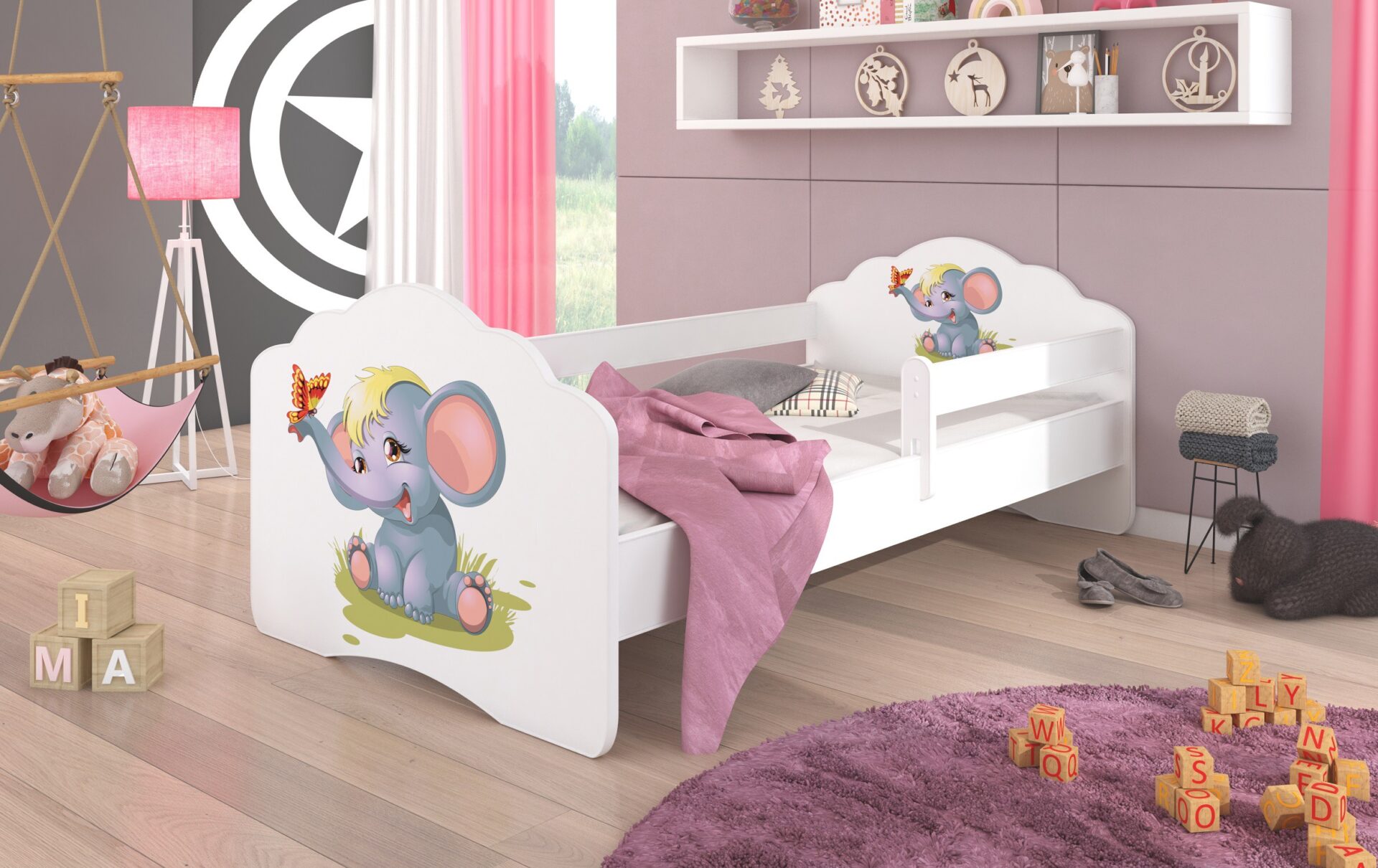 Gulta ar matraci un karnīzi CASIMO ELEPHANT 140x70 balta ADRK — 2 attēls