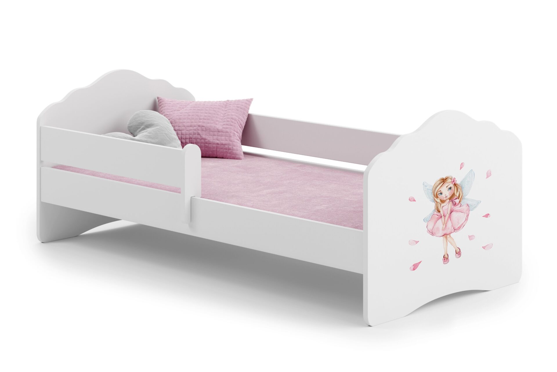 Gulta ar matraci un karnīzi CASIMO MEITENE AR SPĀRNIEKIEM 160x80 balta ADRK