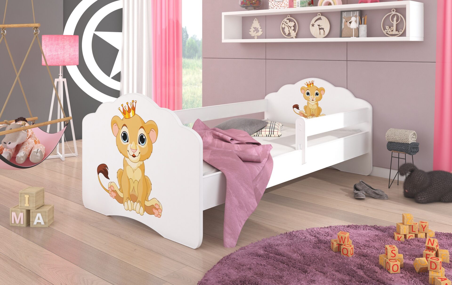 Gulta ar matraci un karnīzi CASIMO LION 160x80 balta ADRK — 2 attēls