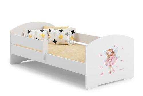 Gulta ar matraci un karnīzi PEPE MEITENE AR SPĀRNĒM 160×80 balta ADRK