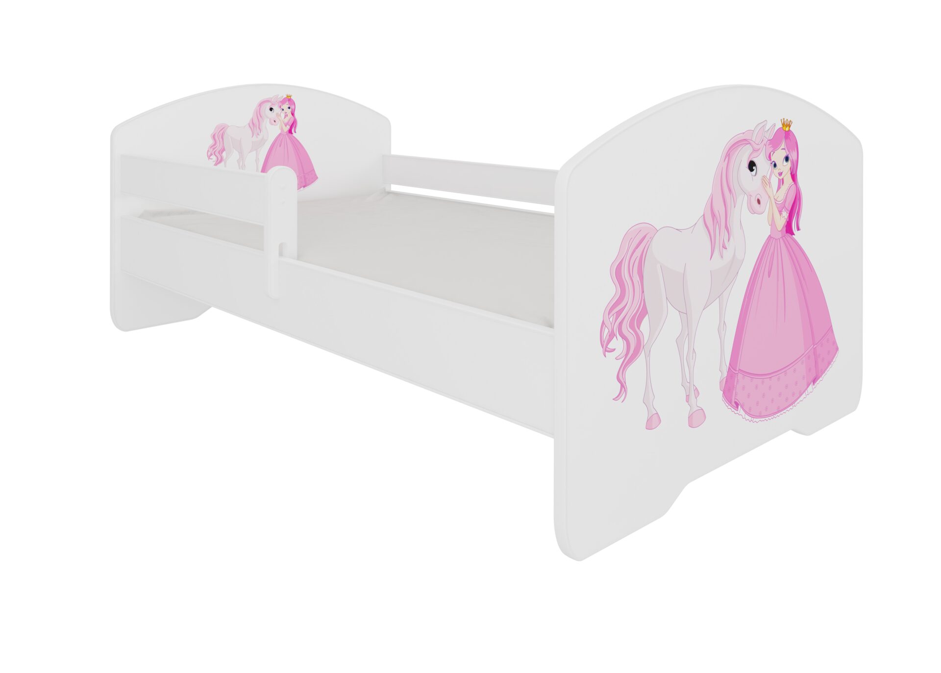 Gulta ar matraci un karnīzi PEPE PRINCESS AND HORSE 160x80 balta ADRK
