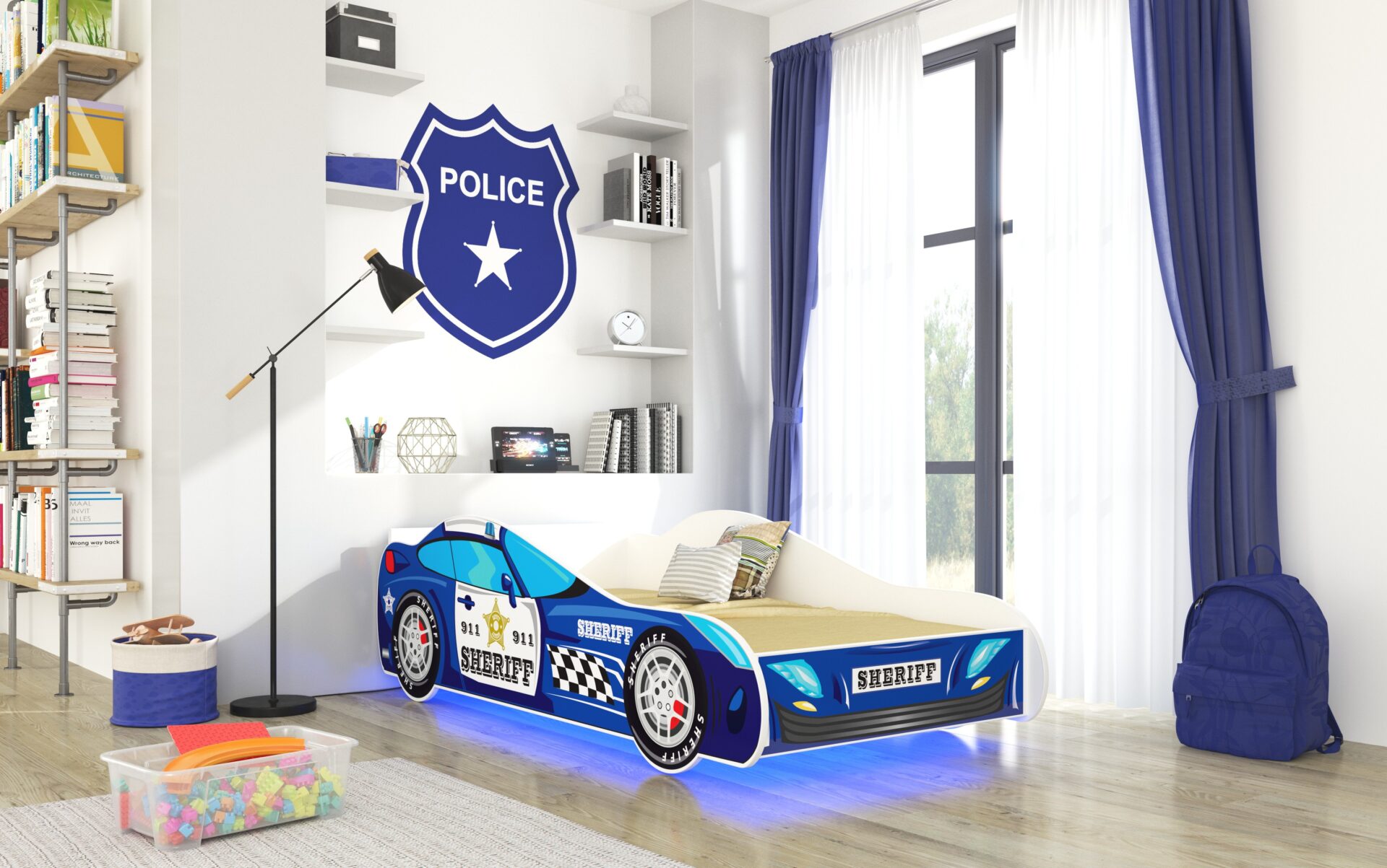 Gulta ar matraci un LED apgaismojumu SHERIFF 140x70 zila ADRK — изображение 2