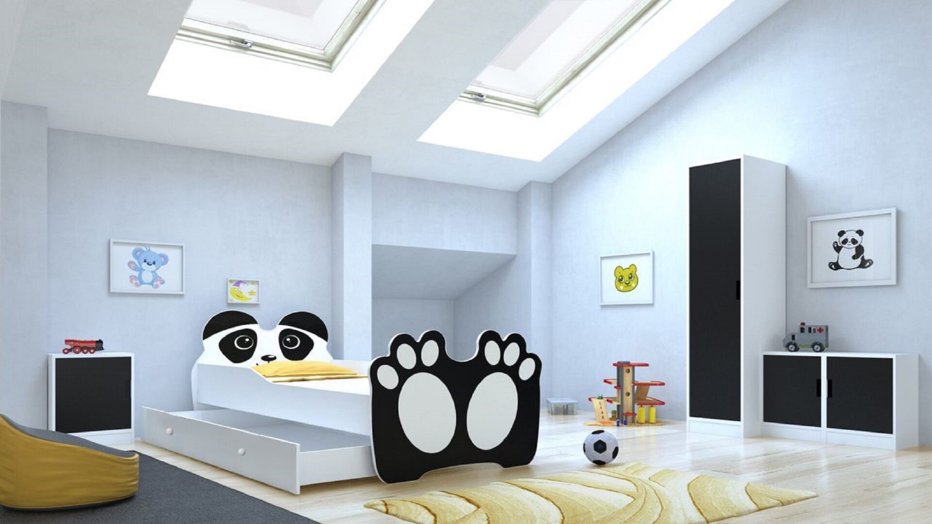 Gulta ar matraci un atvilktni BEAR BLACK 140x70 Black ADRK — 2 attēls