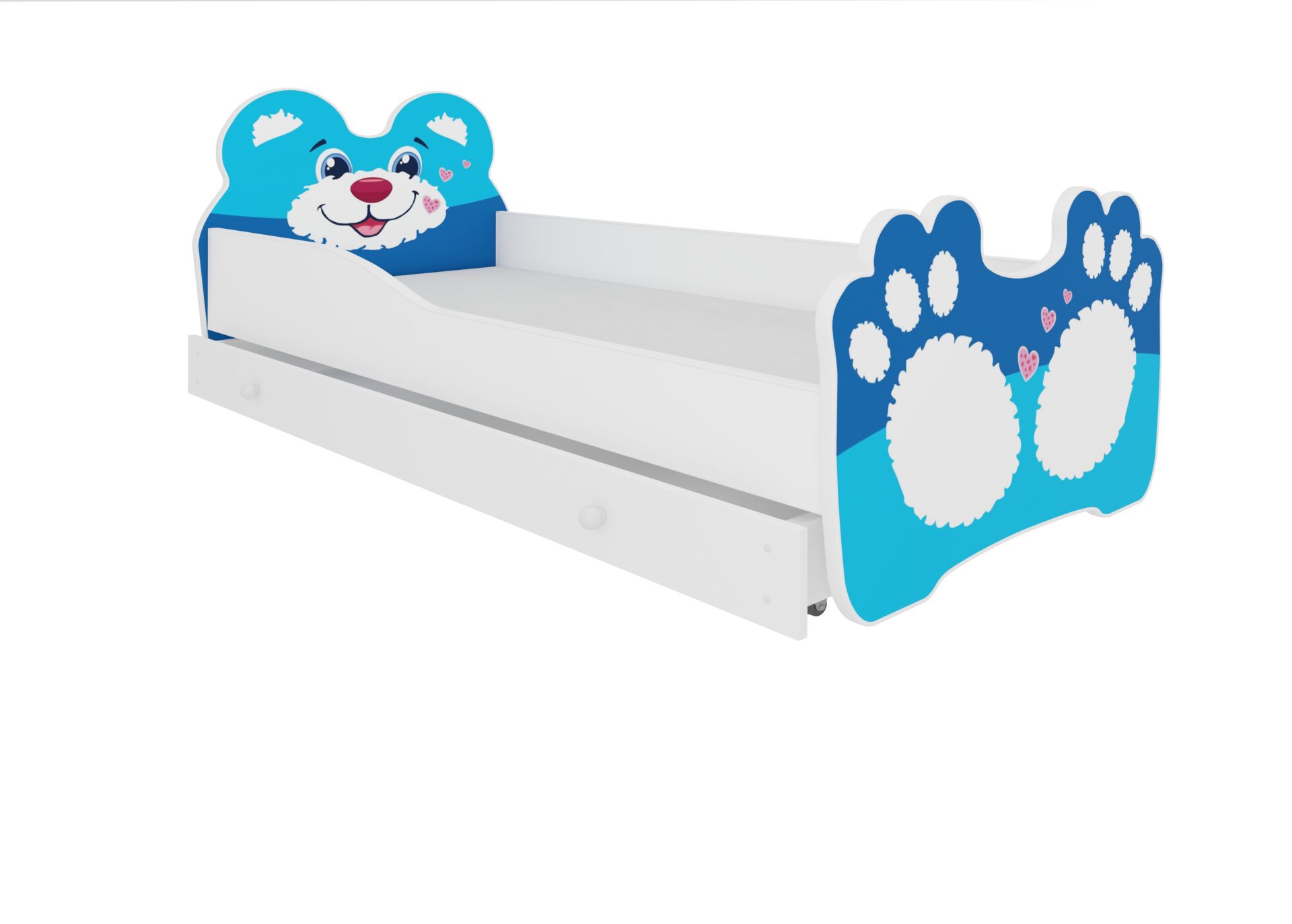 Gulta ar matraci un atvilktni BEAR BLUE 140x70 Blue ADRK